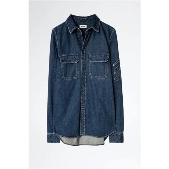 Zadig & Voltaire NWT Stan Arrow Denim Shirt in Blue - Picture 1 of 6